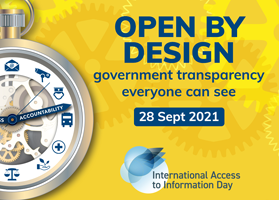 Promotional image for IAI Day 2021 with text Open by design - government transparency everyone can see