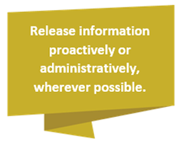 Release information proactively or administratively, wherever possible.