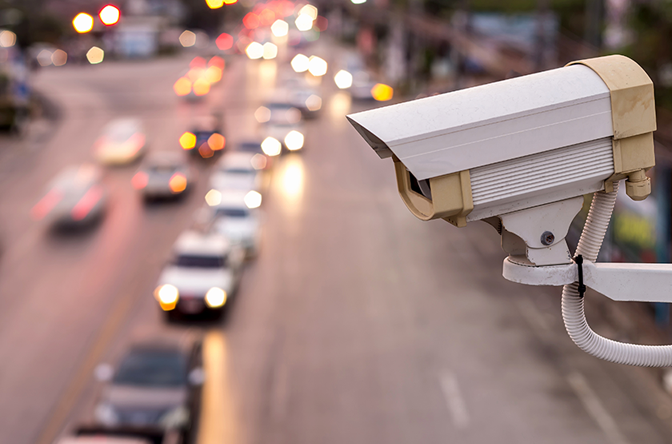Camera overlooking traffic on busy road